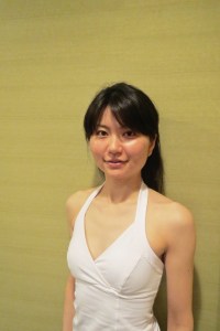 Sari against yellow green